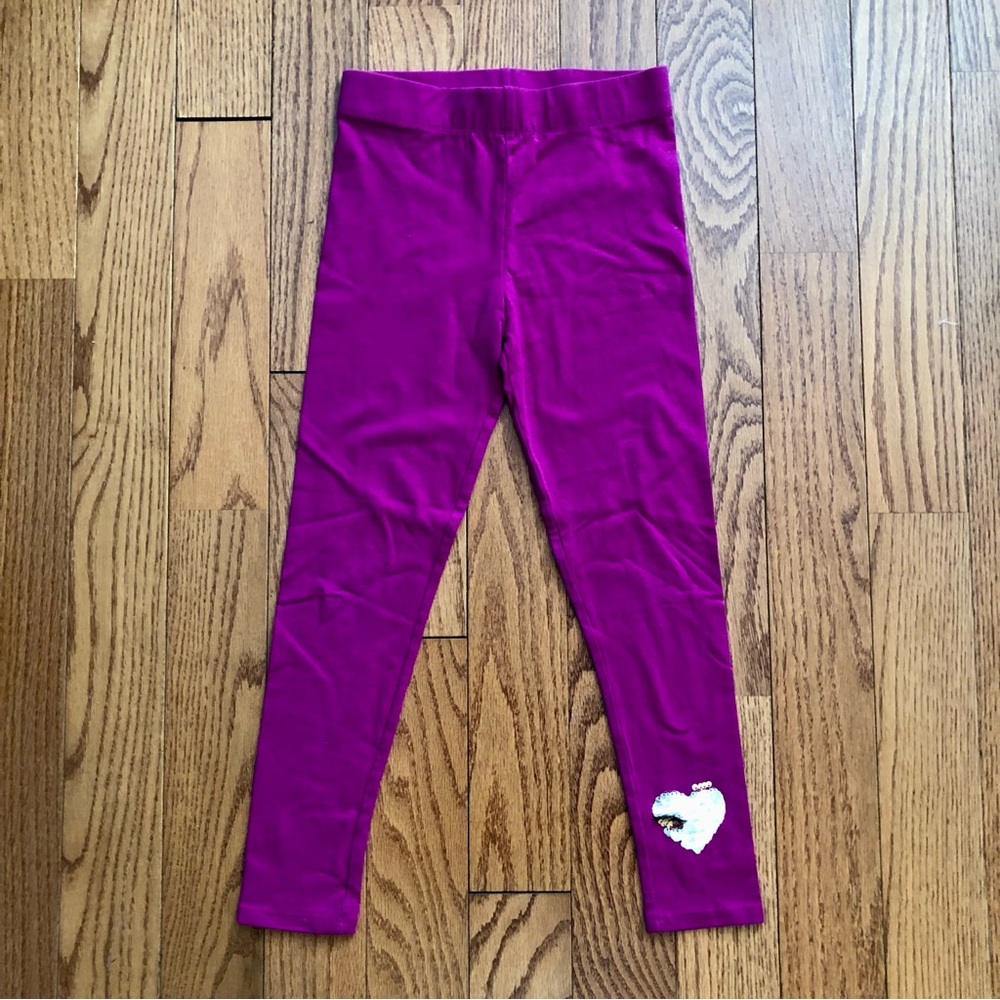 Isaac Mizrahi Bright Magenta Heart Accent Leggings Casual Fall Girls' Size S